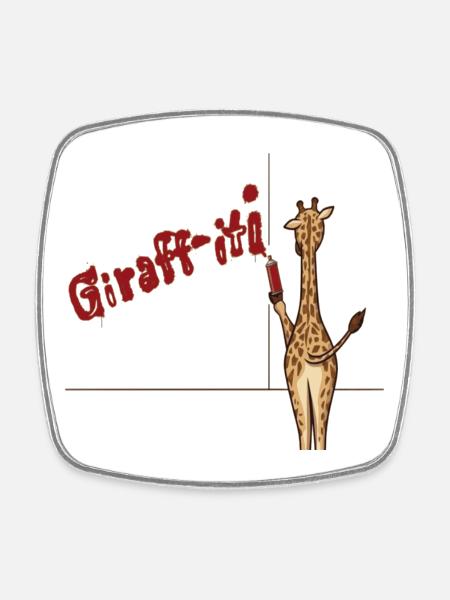 Giraffiti - Square fridge magnet - white