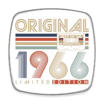 60e anniversaire 60 ans 1966 Né - Magnet carré - blanc - Devant