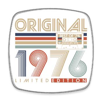 50e anniversaire 50 ans 1976 Né - Magnet carré - blanc - Devant