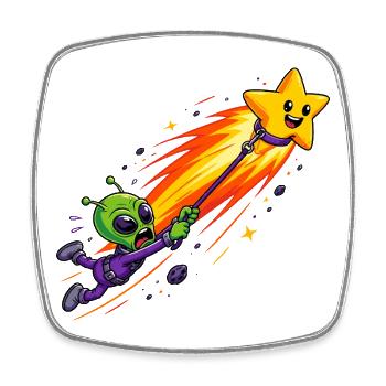 Aventure de la fusée Alien Star - Magnet carré - blanc - Devant