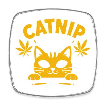 Chat Nip Dealer Jaune - Magnet carré - blanc - Devant