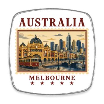 Tournée vintage Australie-Melbourne - Magnet carré - blanc - Devant