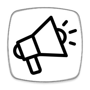 mégaphone - Magnet carré - blanc - Devant