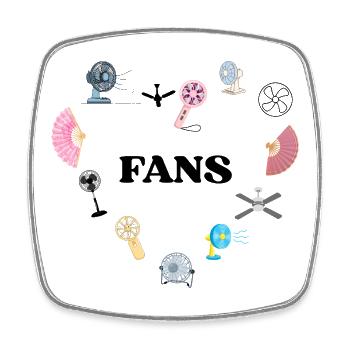 Herz aus Fans, Fächer & Ventilatoren Sommer Design - Viereckiger Kühlschrankmagnet - Weiß - Vorne