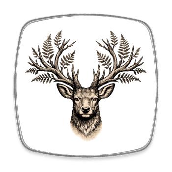 Deer with forest antlers - Square fridge magnet - white - Front