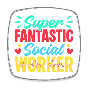 Citation d’assistante sociale Super fantastique Travail social - Magnet carré - blanc - Devant