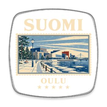 Finnland Oulu Vintage Reisemarke - Viereckiger Kühlschrankmagnet - Weiß - Vorne