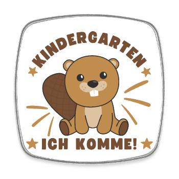 Kindergarten Ich Komme Kindergartenkind Biber - Viereckiger Kühlschrankmagnet - Weiß - Vorne