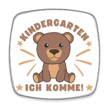 Kindergarten Ich Komme Kindergartenkind Bär - Viereckiger Kühlschrankmagnet - Weiß - Vorne