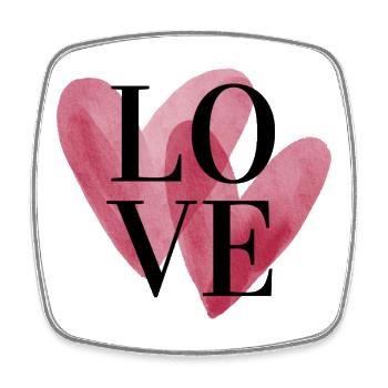 Cœur d’amour en typographie aquarelle - Magnet carré - blanc - Devant
