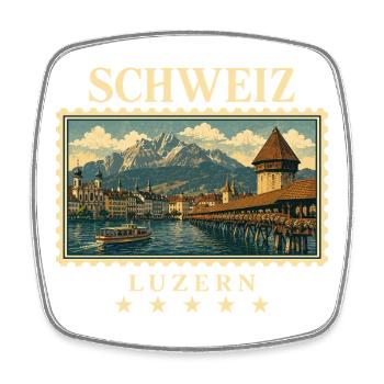 Schweiz Luzern Vintage Reisemarke - Viereckiger Kühlschrankmagnet - Weiß - Vorne
