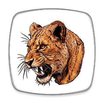 knurrende löwin kopf Illustration - Viereckiger Kühlschrankmagnet - Weiß - Vorne