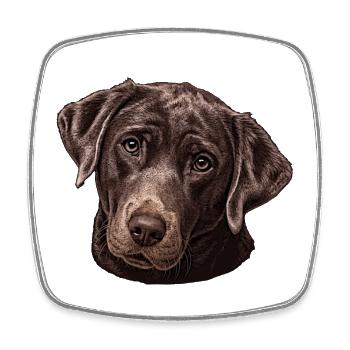 Tête de labrador dans un ton brun chaud - Magnet carré - blanc - Devant