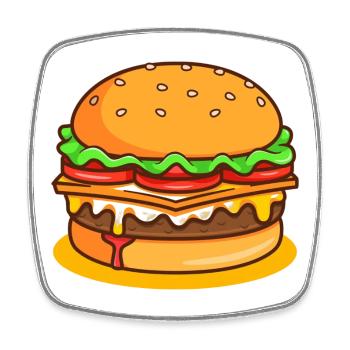 Cartoon Hamburger Pop Art - Viereckiger Kühlschrankmagnet - Weiß - Vorne