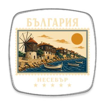 Bulgarien Nessebar Vintage Reisemarke - Viereckiger Kühlschrankmagnet - Weiß - Vorne