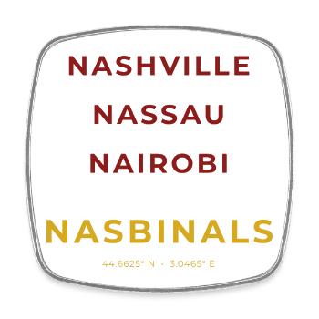 Nasbinals Lozère - Nashville - Nassau - Nairobi - Magnet carré - blanc - Devant