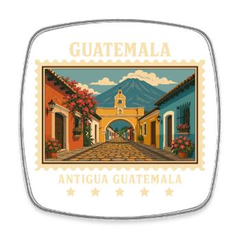 Guatemala Antigua Vintage Reisemarke - Viereckiger Kühlschrankmagnet - Weiß - Vorne