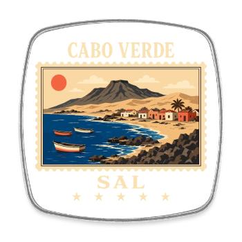Kap Verde Sal Vintage Reisemarke - Viereckiger Kühlschrankmagnet - Weiß - Vorne