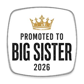 Große Schwester 2026 T-Shirt mit Krone - Viereckiger Kühlschrankmagnet - Weiß - Vorne
