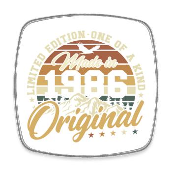 Original 1986 Vintage Vintage Birthday Gift - Square fridge magnet - white - Front