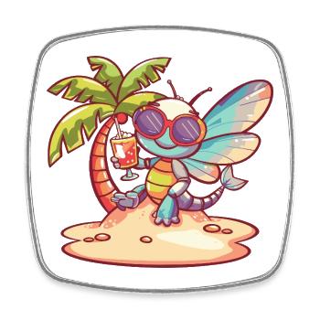 Dragonfly Summer Holiday - Square fridge magnet - white - Front