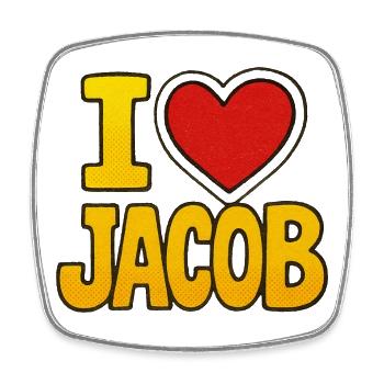 J’aime Jacob rétro - Magnet carré - blanc - Devant
