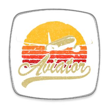 Logo rétro Aviator Sunset - Magnet carré - blanc - Devant