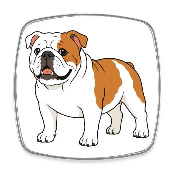 Imprimé de bouledogue en dessin animé sur les vêtements - Magnet carré - blanc - Devant