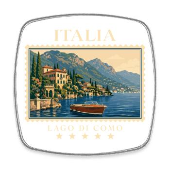 Italien Lago di Como Vintage Reisemarke - Viereckiger Kühlschrankmagnet - Weiß - Vorne