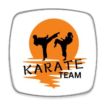 Karate Duo Sunrise Silhouette - Square fridge magnet - white - Front