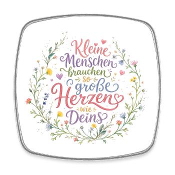 Kleine Menschen brauchen so grosse Herzen... - Viereckiger Kühlschrankmagnet - Weiß - Vorne
