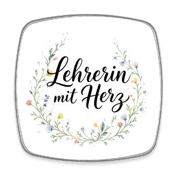 Lehrerin mit Herz - Viereckiger Kühlschrankmagnet - Weiß - Vorne