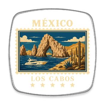 Mexiko Los Cabos Vintage Reisemarke - Viereckiger Kühlschrankmagnet - Weiß - Vorne