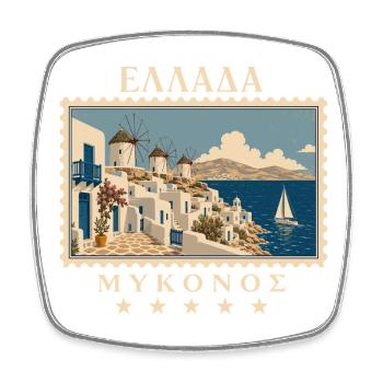 Griechenland Mykonos Vintage Reisemarke - Viereckiger Kühlschrankmagnet - Weiß - Vorne