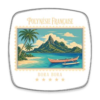 Polynesien Bora Bora Vintage Reisemarke - Viereckiger Kühlschrankmagnet - Weiß - Vorne