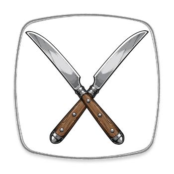 Couteau - Magnet carré - blanc - Devant