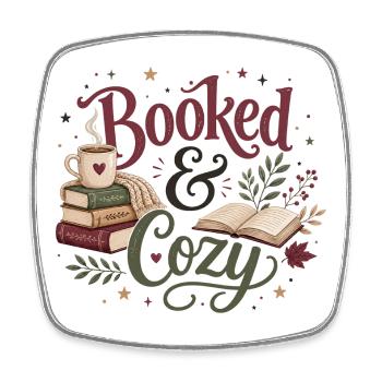Booked & Cozy Autumn Harvest - Square fridge magnet - white - Front