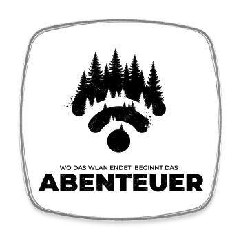 Abenteuer beginnt ohne WLAN – Outdoor Natur Wald - Viereckiger Kühlschrankmagnet - Weiß - Vorne