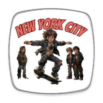 SAUT À NEW YORK - Magnet carré - blanc - Devant