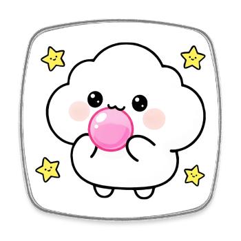 Kawaii Cloud Bubblegum Puff - Square fridge magnet - white - Front
