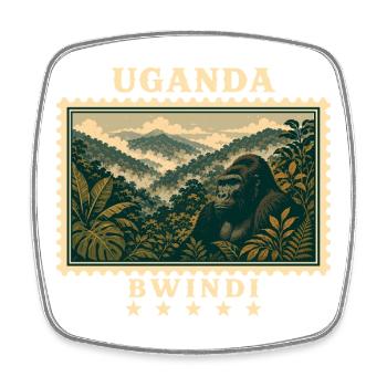 Marque de voyage vintage Uganda Bwindi - Magnet carré - blanc - Devant