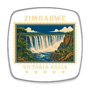 Marque de voyage vintage aux chutes Victoria du Zimbabwe - Magnet carré - blanc - Devant