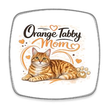 Orange Tabby Mom Cat Illustration - Square fridge magnet - white - Front