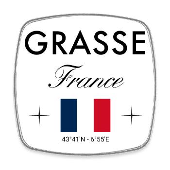 Grasse Frankreich Koordinaten Reise Souvenir - Viereckiger Kühlschrankmagnet - Weiß - Vorne