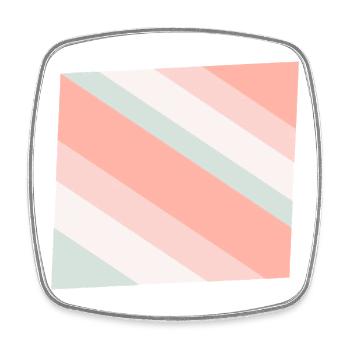 Pastel Diagonal Stripes Peach Mint - Square fridge magnet - white - Front