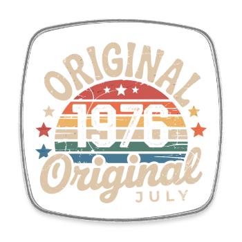 Original July 1976 Retro Vintage Birthday - Square fridge magnet - white - Front