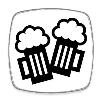 2 Bierkrug Icons Stoßen An (Bier / Maßkrüge / B) - Viereckiger Kühlschrankmagnet - Weiß - Vorne