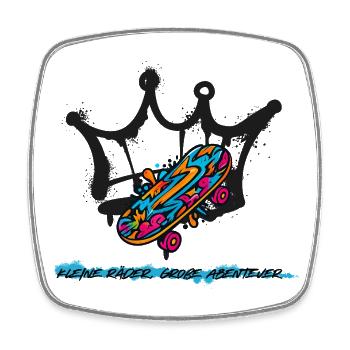 Skatershirt für Kids - Viereckiger Kühlschrankmagnet - Weiß - Vorne