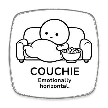 Couchie – Emotionally Horizontal | Cozy Mood - Viereckiger Kühlschrankmagnet - Weiß - Vorne