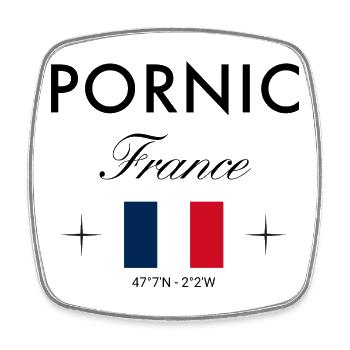 Pornic Frankreich Koordinaten Reise Souvenir - Viereckiger Kühlschrankmagnet - Weiß - Vorne